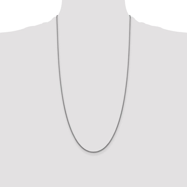 14K White Gold 1.5mm Semi-Solid Round Box with Lobster Clasp Chain