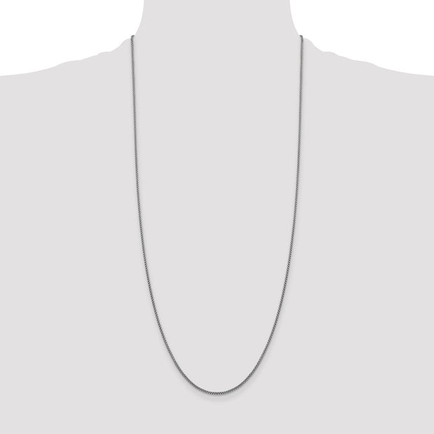 14K White Gold 1.5mm Semi-Solid Round Box with Lobster Clasp Chain