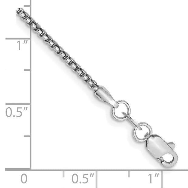 14K White Gold 1.5mm Semi-Solid Round Box with Lobster Clasp Bracelet