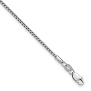 14K White Gold 1.5mm Semi-Solid Round Box with Lobster Clasp Bracelet