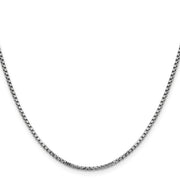 14K White Gold 1.75mm Semi-Solid Round Box with Lobster Clasp Chain
