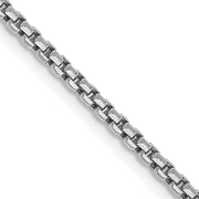 14K White Gold 1.75mm Semi-Solid Round Box with Lobster Clasp Chain