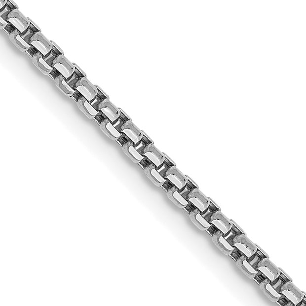 14K White Gold 1.75mm Semi-Solid Round Box with Lobster Clasp Chain