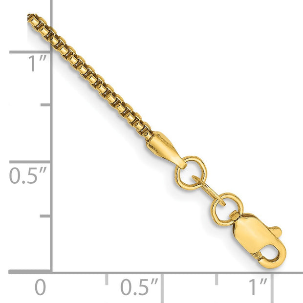 14K 1.5mm Semi-Solid Round Box with Lobster Clasp Bracelet