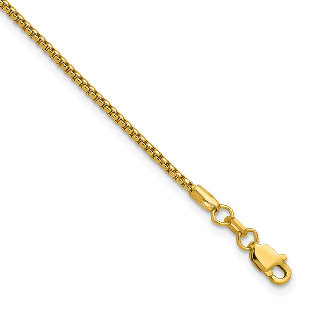 14K 1.5mm Semi-Solid Round Box with Lobster Clasp Bracelet