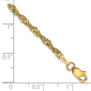 14K 2.75mm Lightweight Singapore with Lobster Clasp Anklet