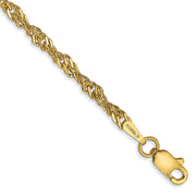 14K 2.75mm Lightweight Singapore with Lobster Clasp Anklet