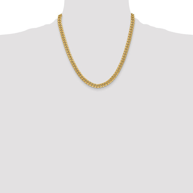 14K 6mm Semi-Solid Miami Cuban with Lobster Clasp Chain