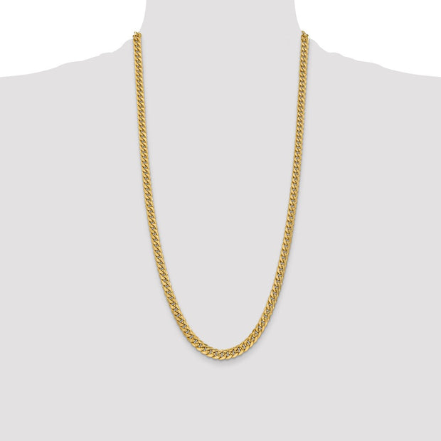14K 6mm Semi-Solid Miami Cuban with Lobster Clasp Chain