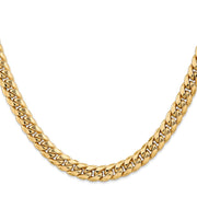 14K 7.3mm Semi-Solid Miami Cuban with Lobster Clasp Chain