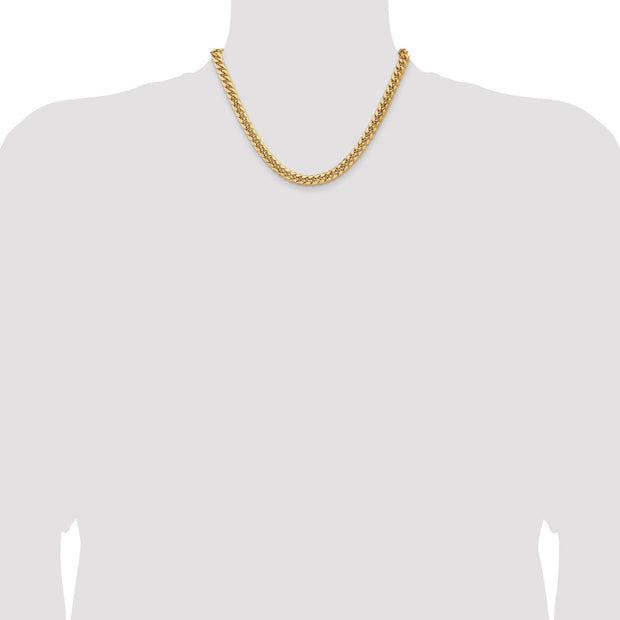 14K 7.3mm Semi-Solid Miami Cuban with Lobster Clasp Chain
