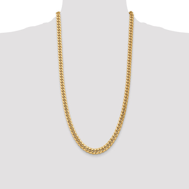 14K 7.3mm Semi-Solid Miami Cuban with Lobster Clasp Chain