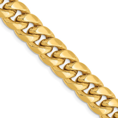 14K 9.3mm Semi-Solid Miami Cuban with Lobster Clasp Chain