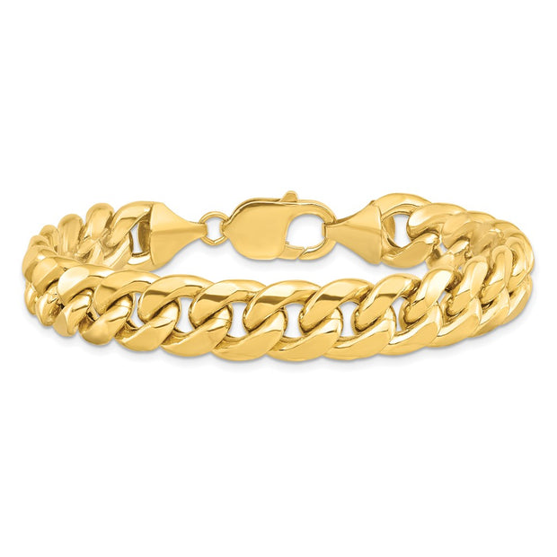 14K 11mm Semi-Solid Miami Cuban with Lobster Clasp Bracelet