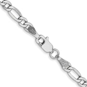 14K White Gold 3.5mm Semi-Solid Figaro with Lobster Clasp Chain