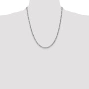 14K White Gold 3.5mm Semi-Solid Figaro with Lobster Clasp Chain