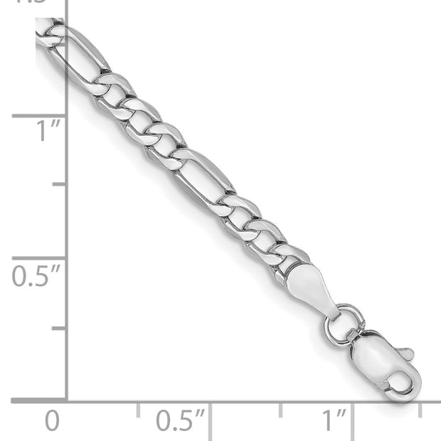 14K White Gold 3.5mm Semi-Solid Figaro with Lobster Clasp Bracelet