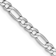 14K White Gold 3.5mm Semi-Solid Figaro with Lobster Clasp Chain