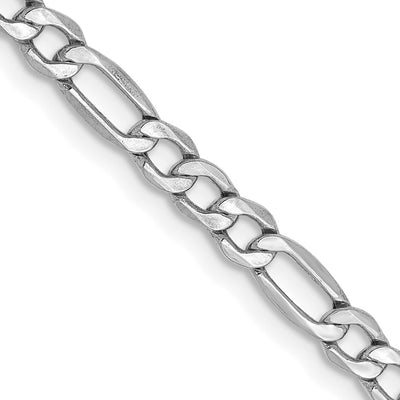 14K White Gold 3.5mm Semi-Solid Figaro with Lobster Clasp Chain