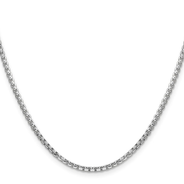 14K White Gold 2.45mm Semi-Solid Round Box with Lobster Clasp Chain