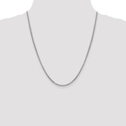 14K White Gold 2.45mm Semi-Solid Round Box with Lobster Clasp Chain