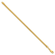 14K 3.6mm Semi-Solid Round Box with Lobster Clasp Bracelet