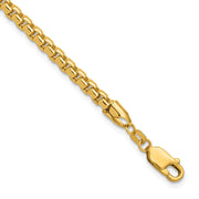 14K 3.6mm Semi-Solid Round Box with Lobster Clasp Bracelet