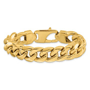 14K 15mm Semi-Solid Miami Cuban with Lobster Clasp Bracelet