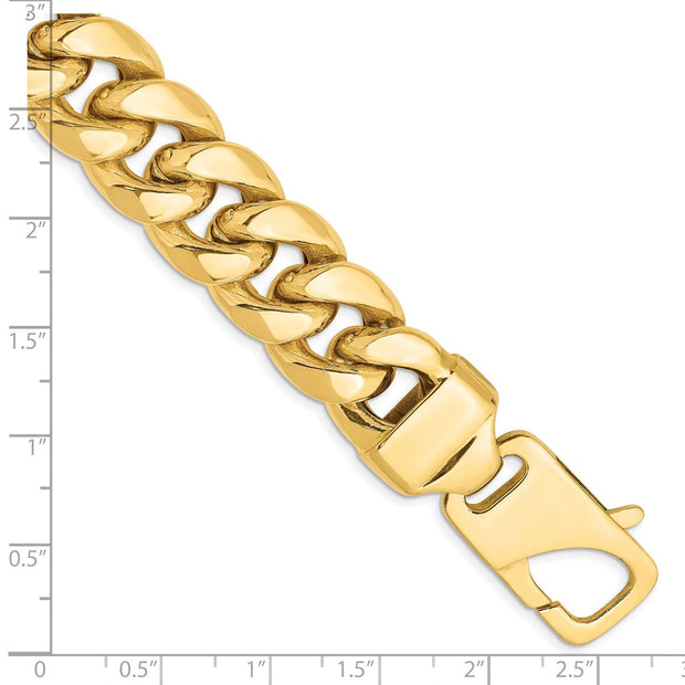 14K 15mm Semi-Solid Miami Cuban with Lobster Clasp Bracelet