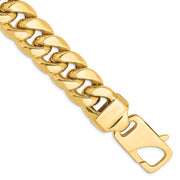 14K 15mm Semi-Solid Miami Cuban with Lobster Clasp Bracelet