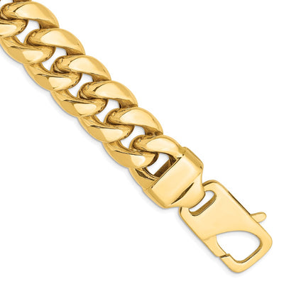 14K 15mm Semi-Solid Miami Cuban with Lobster Clasp Bracelet