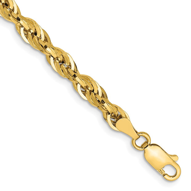 14K 4.25mm Semi Solid Rope with Lobster Clasp Chain