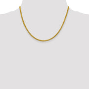 14K 3.45mm Semi-Solid Wheat with Lobster Clasp Chain