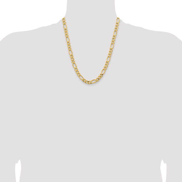14K 8.5mm Semi-Solid Figaro with Lobster Clasp Chain