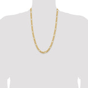14K 8.5mm Semi-Solid Figaro with Lobster Clasp Chain