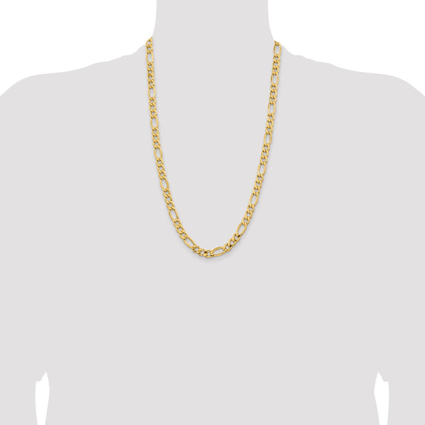14K 8.5mm Semi-Solid Figaro with Lobster Clasp Chain
