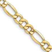 14K 8.5mm Semi-Solid Figaro with Lobster Clasp Chain