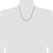 14K White Gold 3.6mm Semi-Solid Round Box with Lobster Clasp Chain