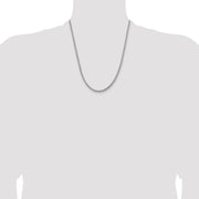 14K White Gold 3.6mm Semi-Solid Round Box with Lobster Clasp Chain