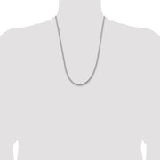 14K White Gold 3.6mm Semi-Solid Round Box with Lobster Clasp Chain