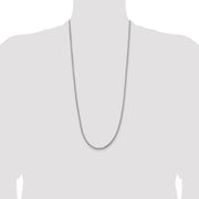 14K White Gold 3.6mm Semi-Solid Round Box with Lobster Clasp Chain