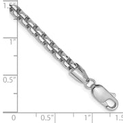 14K White Gold 3.6mm Semi-Solid Round Box with Lobster Clasp Bracelet