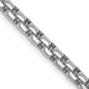 14K White Gold 3.6mm Semi-Solid Round Box with Lobster Clasp Chain