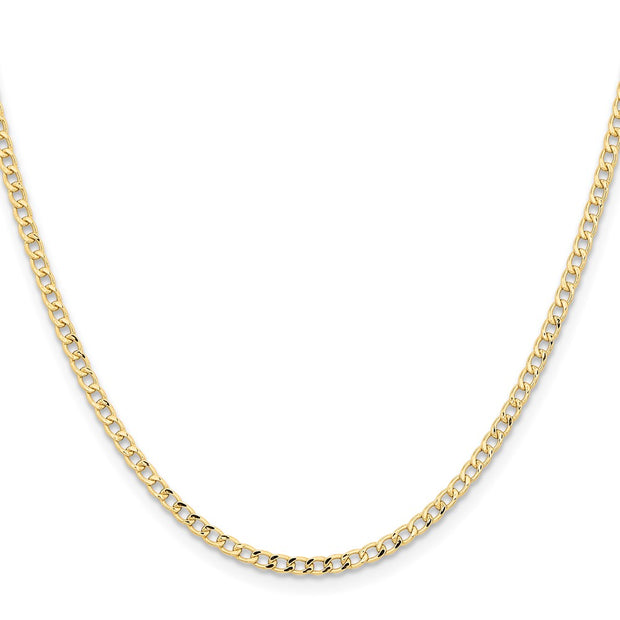 14K 2.85mm Semi-Solid Curb with Lobster Clasp Chain