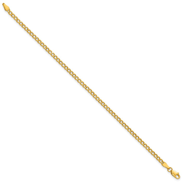 14K 2.85mm Semi-Solid Curb with Lobster Clasp Bracelet