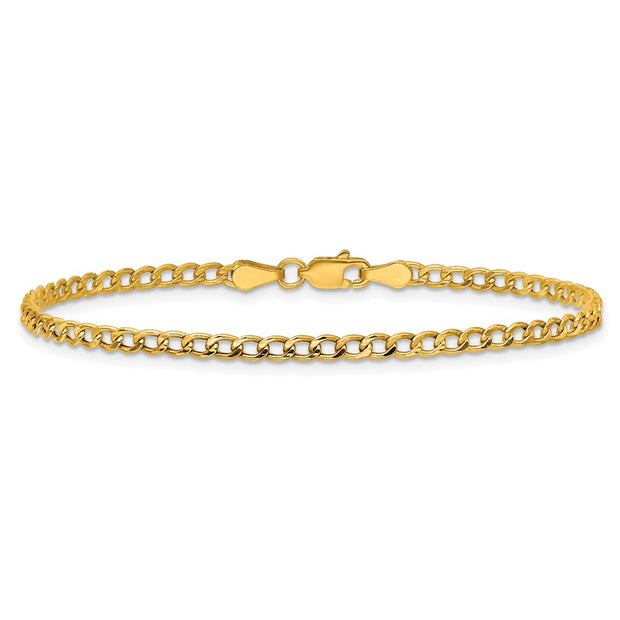 14K 2.85mm Semi-Solid Curb with Lobster Clasp Anklet