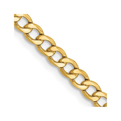 14K 2.85mm Semi-Solid Curb with Lobster Clasp Chain