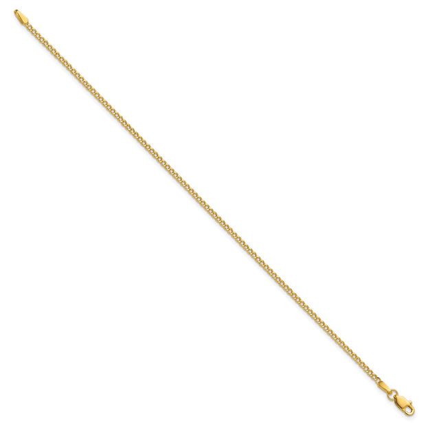 14K 1.85mm Semi-Solid Curb with Lobster Clasp Bracelet