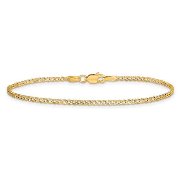 14K 1.85mm Semi-Solid Curb with Lobster Clasp Anklet