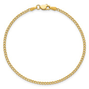 14K 1.85mm Semi-Solid Curb with Lobster Clasp Anklet